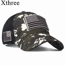 Xtrês boné camuflado com bandeira dos eua, chapéu de baseball para homens, aba do exército americano, boné de beisebol caminhoneiro