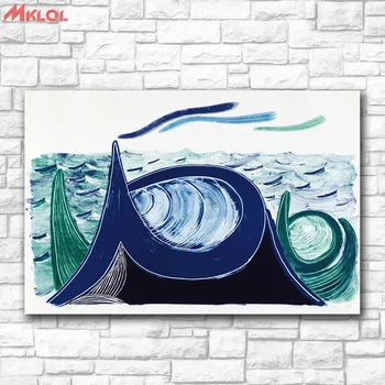 

Large Size The wave a lithograph 1990 Decoration Paints Home Decor On Canvas Modern Wall Art Canvas Print Poster Canvas Painting