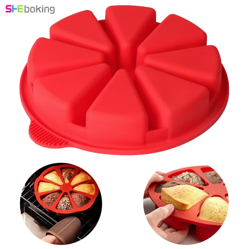 

Shebaking 8 Holes Baking Mold 3D Round Silicone Cake Mould DIY Fondant Muffin Bread Cake Pan Bakeware Molds Kitchen Pastry Tool