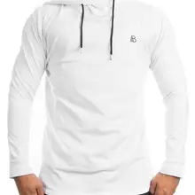 Осень и зима с длинным рукавом футболка для бега Для мужчин капюшоном Майки Спортивная одежда для зала, фитнеса Для мужчин's футболка