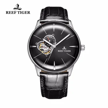 

Reef Tiger/RT Dress Watches Genuine Leather Strap Mens Steel Tourbillon Watches Analog Automatic Watches RGA8239