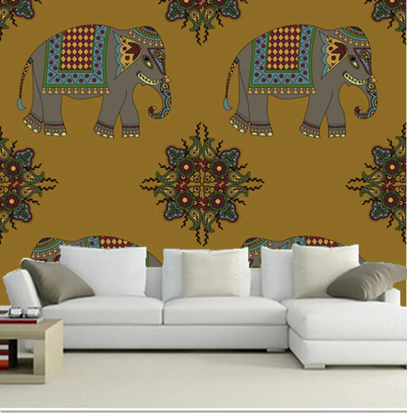 Custom 3d Large Muralbeautiful Picture Of Elephants In India Papel