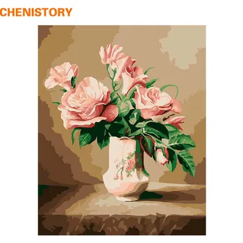

CHENISTORY Europe Flower Vase DIY Painting By Numbers Acrylic Picture Hand Painted Paint By Numbers Home Decor For Living Room