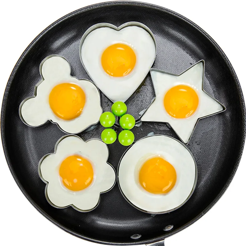 

5pcs/set Egg Mold Stainless Steel Form for Frying Eggs Tools Omelett Breakfast Egg Ring Mold Maker Love Heart Kitchen Tool