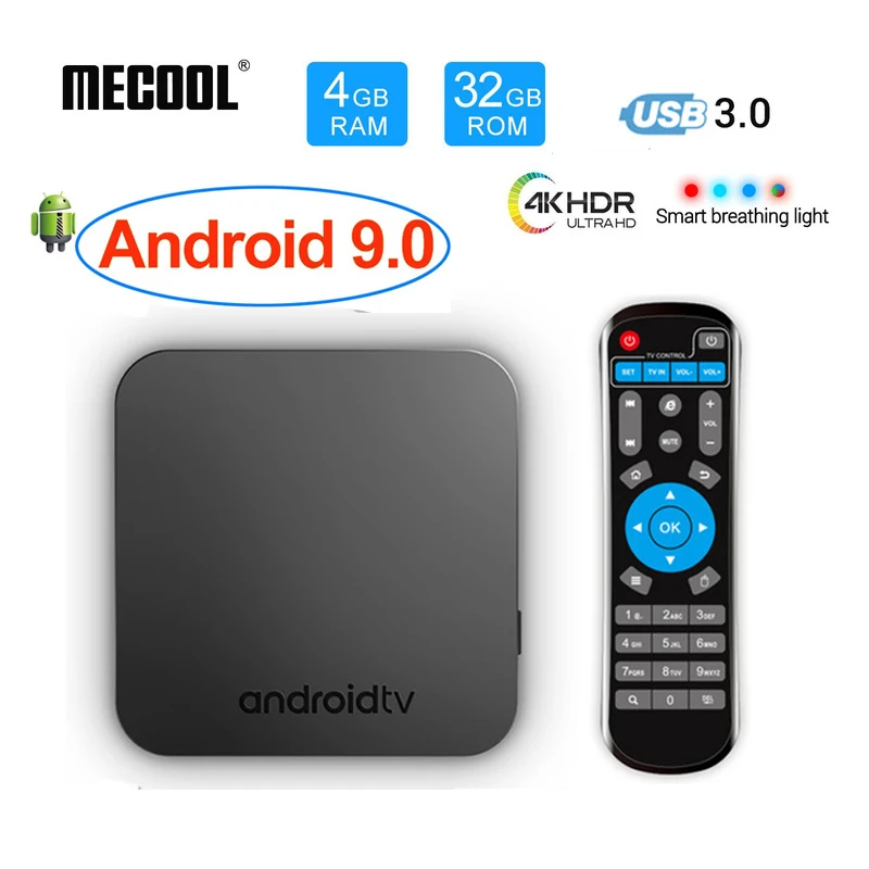 

2019 MECOOL KM9 Android 9.0 TV Box Amlogic S905X2 Quad Core 4GB 32GB 4K Smart Set Top Box 2.4G WIFI BT4.1 USB 3.0 Media Player