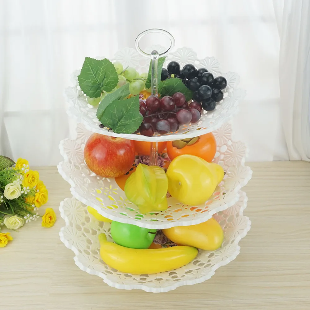 Белый Пластик 3-х уровневая столешница Фруктовая корзинка держатель-идеально подходит для фруктов, овощей, закусок, предметы домашнего обихода и многое другое