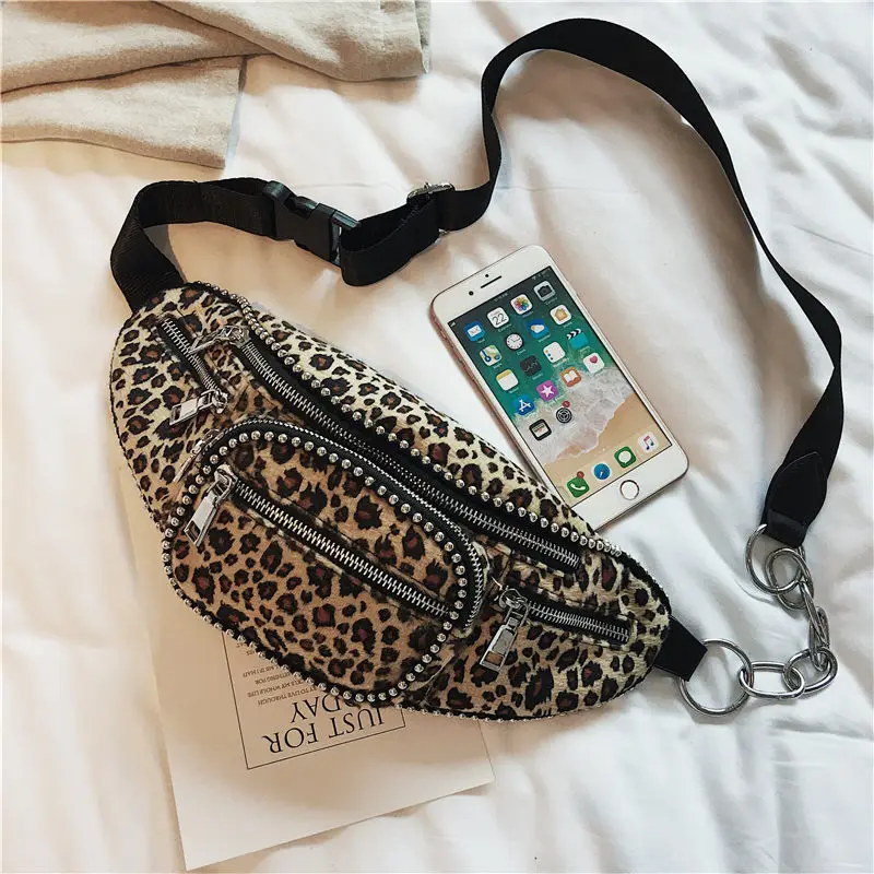 Wild Leopard Waist Bags Belt Pack Flannel Bag Blet Chest Handbag Large Capacity Wasit Pack Bum Bag Luxury Money Phone Purse New 
