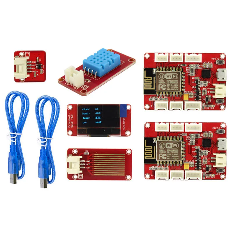 Elecrow ESP8266 модуль IOT Метеостанция комплект умный дом влажность датчики температуры УФ ESP8266 NodeMCU DIY Kit