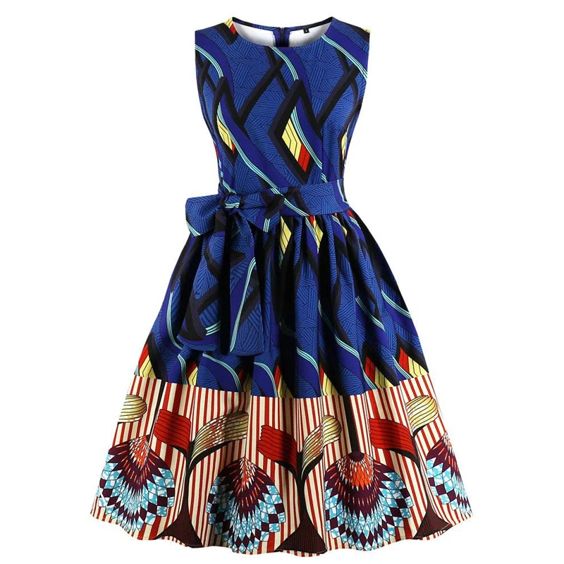 

H&ZY Women African Dresses Elegant Dashiki Indian Ethnic Dress Plus Size Sash Tie Vintage Bohemian Boho Dress