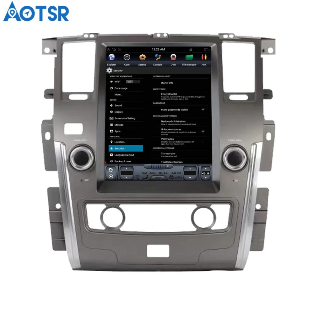 Top Aotsr Android 6.0 Tesla style Car No DVD Player GPS Navigation Radio for NISSAN PATROL 2010-2017 car pad stereo multimedia 1