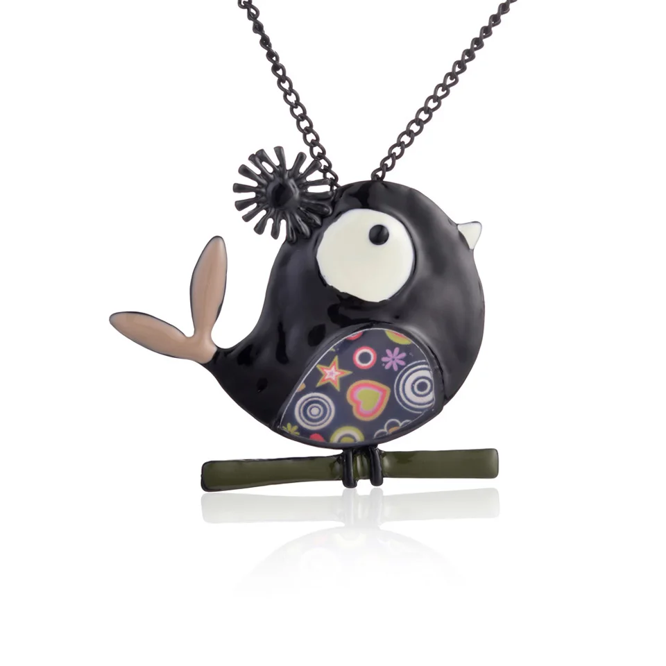 Эмаль черная птица кулон ожерелье Дамская мода массивные ювелирные изделия ожерелье s длинный свитер цепь платье аксессуары бренд