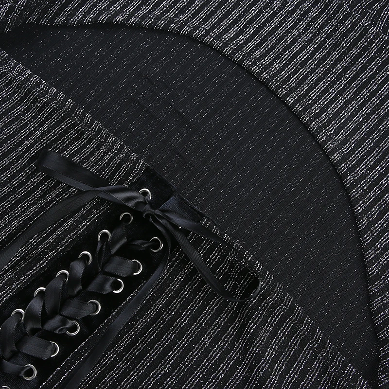Waatfaak, женская футболка на шнуровке с вырезами, полосатая облегающая трикотажная Сексуальная футболка, женская летняя черная футболка с круглым вырезом