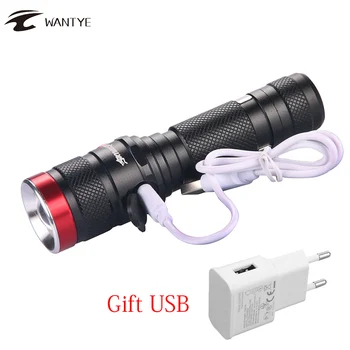 

Zoom USB LED Flashlight Rechargeable 6000 lm XML L2 Powerful Torch lamp Tactical flash light Lantern for 18650