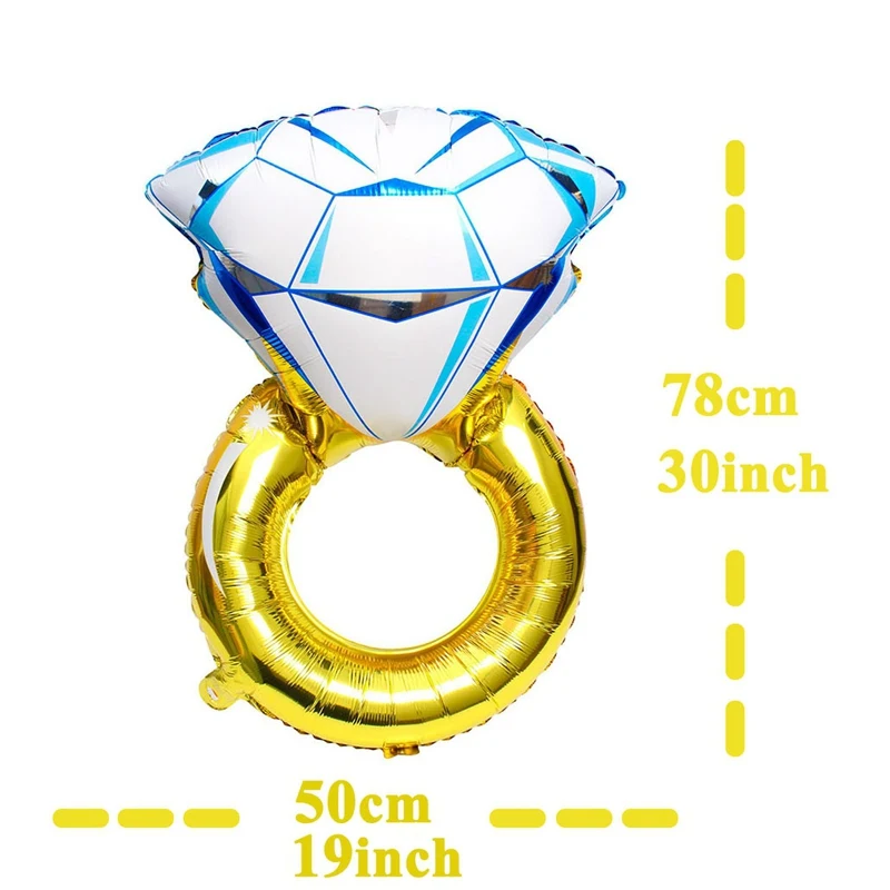 Большие шары из фольги для шампанского и чашки, кольцо с бриллиантами, свадебные украшения для взрослых, 30 дней рождения, девичник, вечерние принадлежности для куриц, год - Цвет: gold style 1