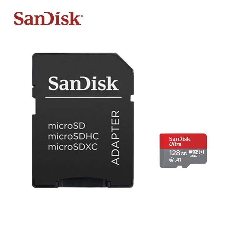 Карта Micro SD SanDisk, 64 ГБ, 128 ГБ, Оригинальная карта памяти, 16 ГБ, 32 ГБ, MicroSD, Макс., 100 м/с, C10, TF карта, карта памяти - Емкость: 128GB with adapter