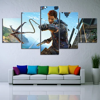 

5 Piece Video Games Just Cause Poster Picture Canvas Paintings Rico Rodriquez Poster Artwork Wall Art Painting for Home Decor