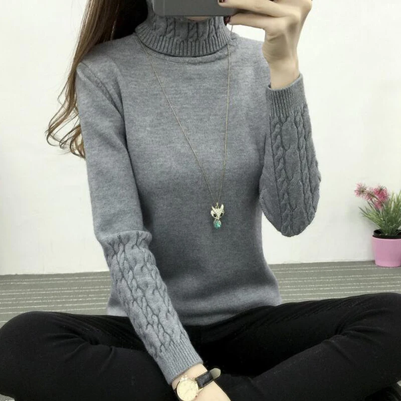 TIGENA Thick Warm Turtleneck Sweater Women 2019 Winter Knitted Pullover Sweater Female Long Sleeve Cashmere Sweater Jumper Tops