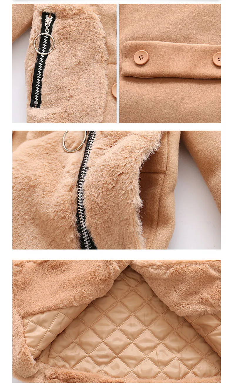 2018 new winter Children's outerwears clothing fleece coat baby big girls hooded woolen jackets for kids thick long warm coats  (4)