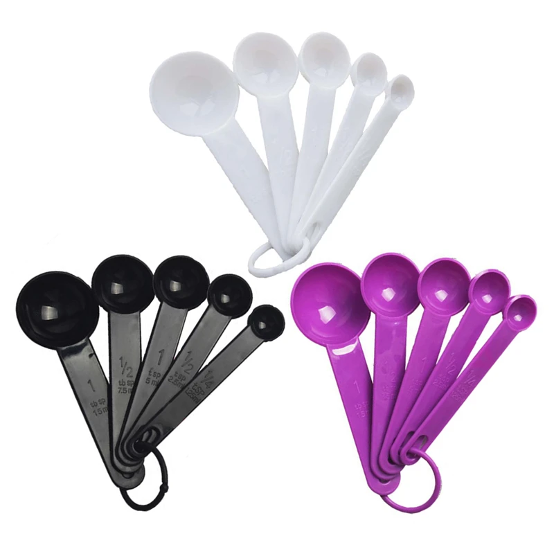 

5 Pcs Baking Cooking Kitchen Tools Measuring Spoons Silicone Measuring Ladle with Scale Kitchen Tools Plastic Scoop