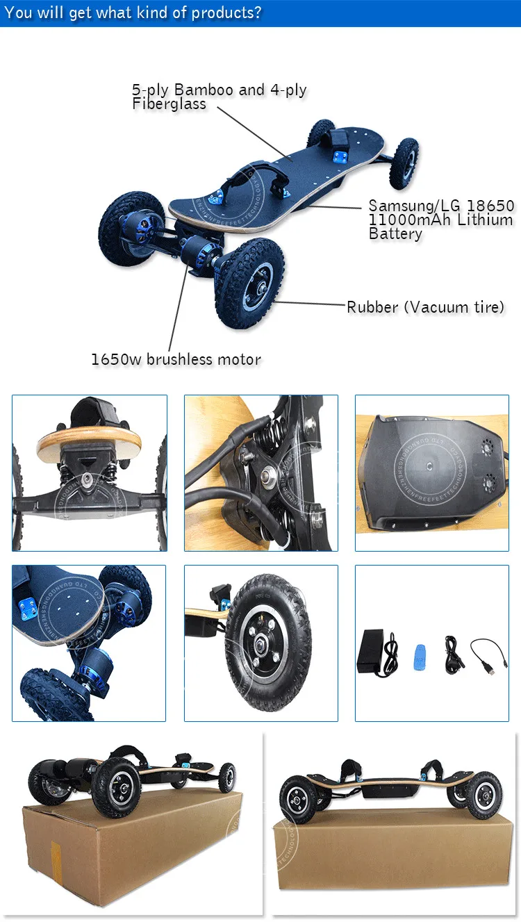 Discount TURBO DUAL ENGINE 1650W*2PCS Four Wheel Electric Skateboard 4 Wheel Remote Control Electric Scooter A1 1