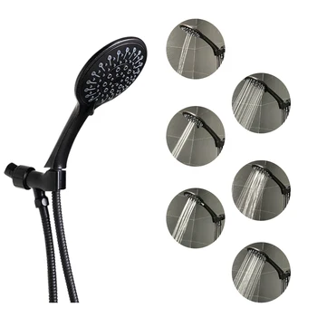 

ABS High Pressure 6 Function Adjustable Shower Head with 1.5m stainless steel hose and Shower Arm Bracket ORB Finish