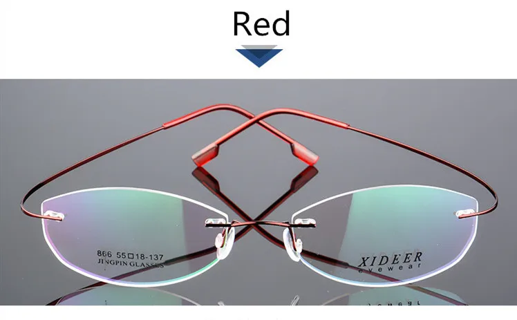Очки без оправы, оправа из титанового сплава, ультралегкие очки без оправы, кошачий глаз, очки для близорукости, оптические оправы с памятью J866 - Цвет оправы: C2 Red