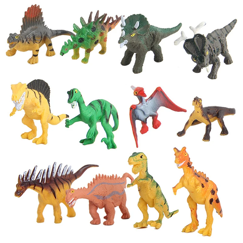 

12pcs/set Dinosaurs Plastic Model Children Simulation Animal Solid Soft Dinosaur Action Figures Funny Toys Gift For Kids #E