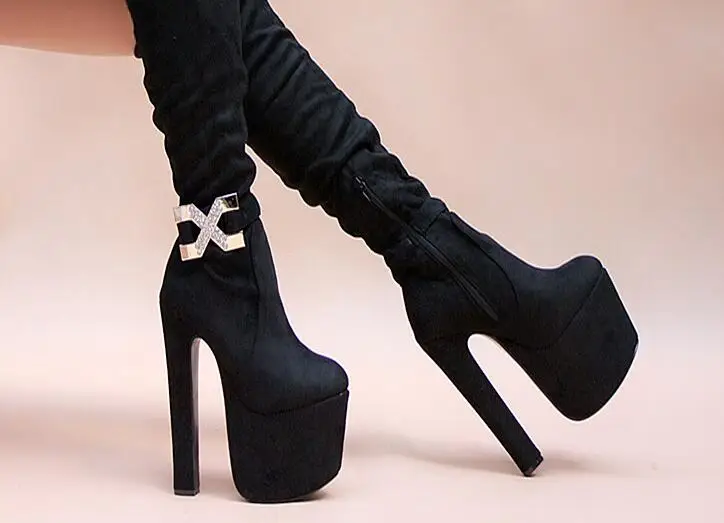 

Autumn and winter thick Korean version of the long tube super high heel was thin 19cm high nightclub over the knee boots