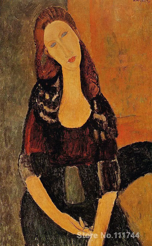 

Reproduction art on canvas Portrait of Jeanne Hebuterne3 Amedeo Modigliani painting Hand painted High quality