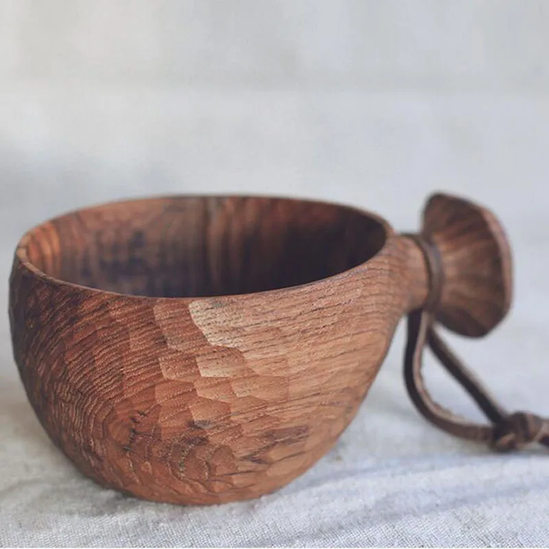 

Pure Hand-made Wooden Teak Bowl with Handle Burma Teak Easy to Carry Coating Friendly Oil Tableware for Milk/Salad ZA5357