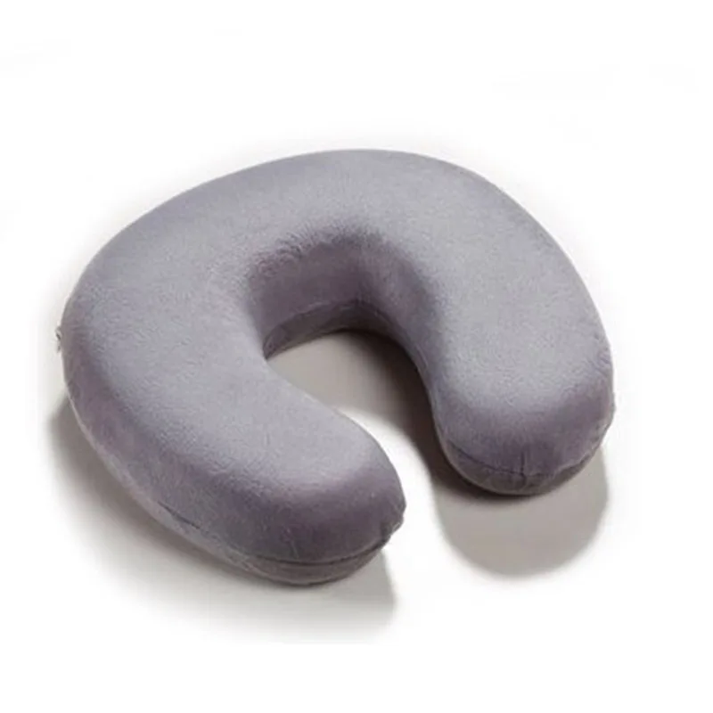 Однотонная u-образная подушка для путешествий, подушки в автомобиль, поддержка шеи, мягкая подушка домашний текстиль - Цвет: grey