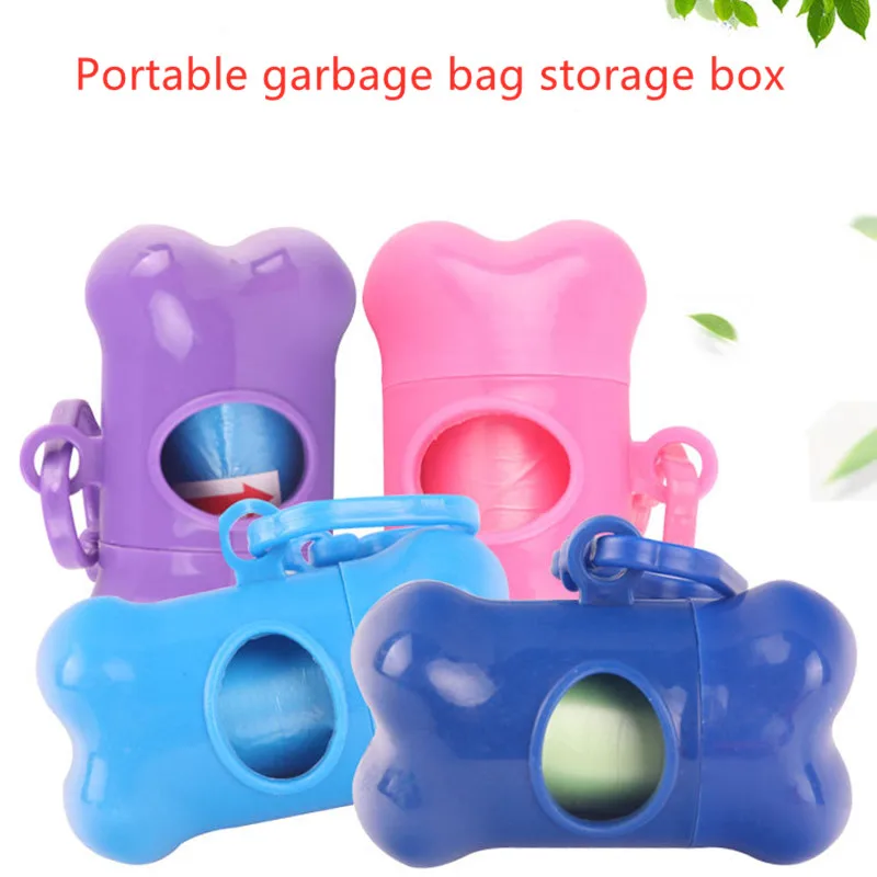 

1pc pet garbage bag dispenser dog poop bag bone plastic pet outdoor garbage poop dispenser with 1 bag 15