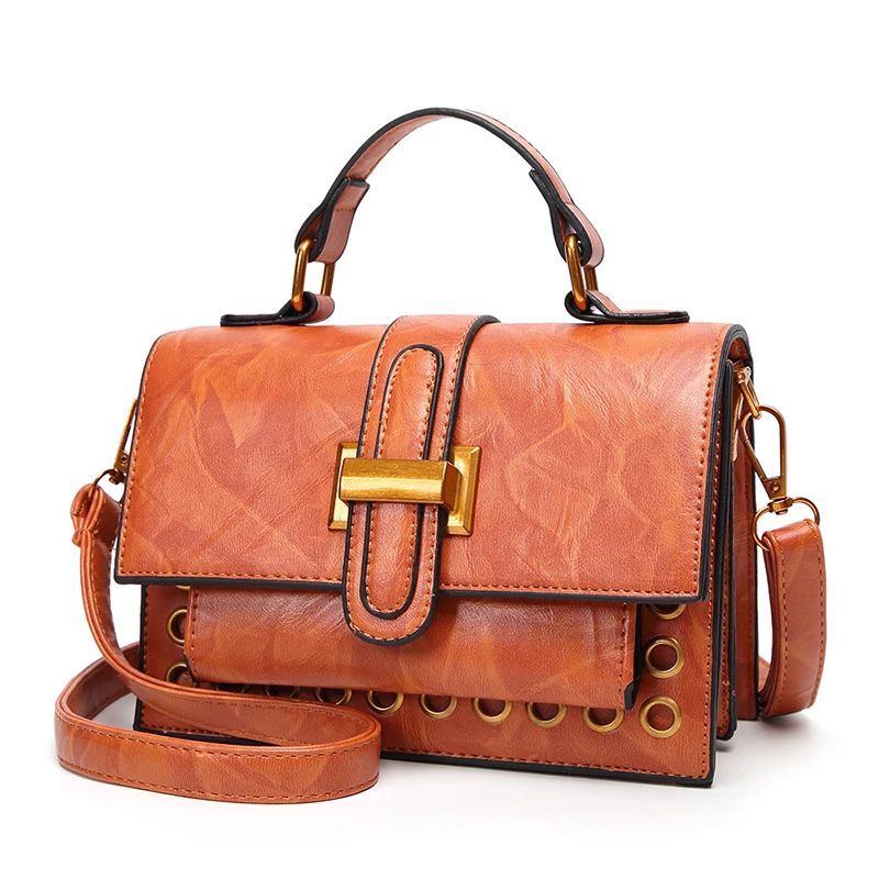 

2018 Limit Discount Vintage Genuine Leather Shoulder Bag Mini Handbag Women Purse Female Clutch Rivet Handle Strap Messenger Bag