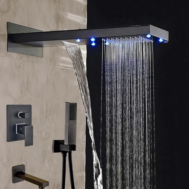 Whole And Retail Led Rainfall Waterfall Oil Rubbed Bronze Whole And Retail Led Rainfall Waterfall Oil Rubbed Bronze Shower Head Wall Mounted Faucet