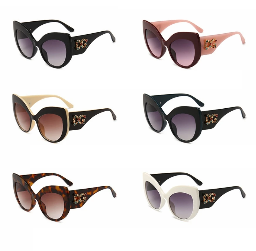 Большие солнцезащитные очки "кошачий глаз", женские сексуальные цветные солнцезащитные очки с цветком, UV400, круглые линзы, розовые оттенки, 46051