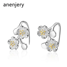 Anenjery, холодный дизайн, 925 пробы, серебро, вишня, цветы, серьги, для женщин, модное ювелирное изделие, oorbellen, S-E792