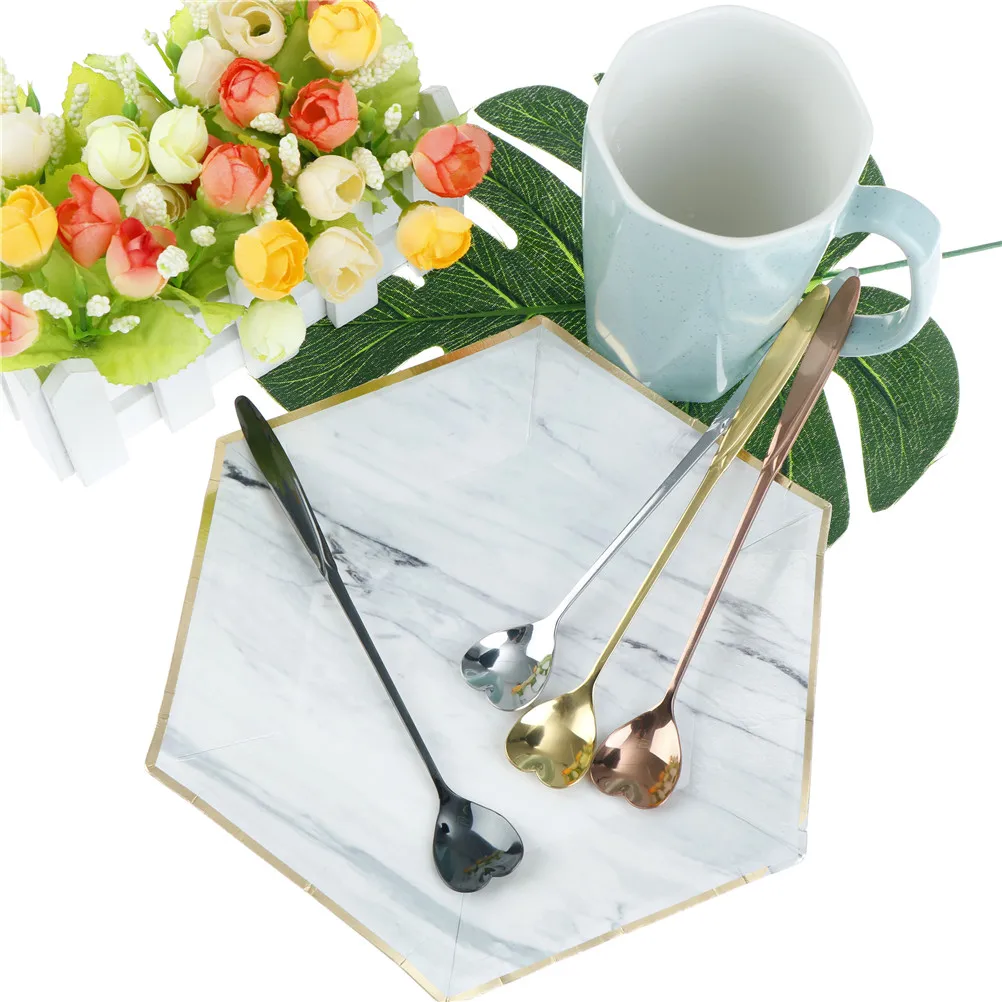 

18*2.5cm Stainless Steel Heart Shaped Stirring Spoon Flatware Ice Tea Dessert Teaspoons Tableware Kitchen Accessories