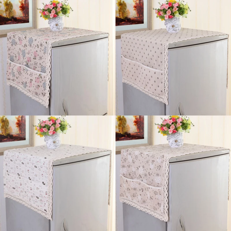 

1 pc 50*124cm Eco-Friendly Anti- Dust Cotton Refrigerator Cover Multifunction Refrigerator Mat With Pocket H5082
