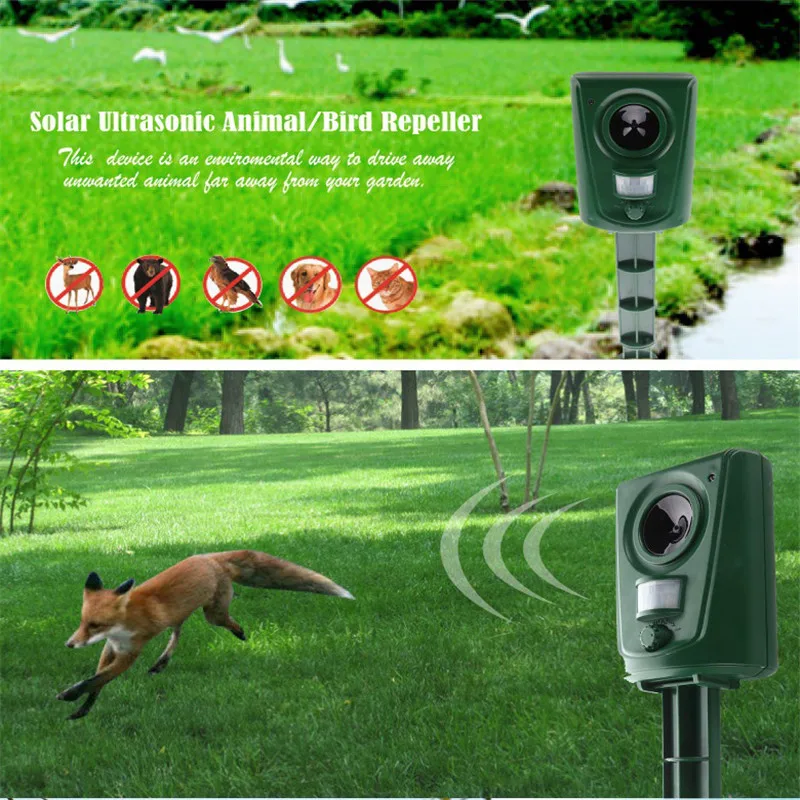 

Solar Ultrasonic Outdoor Animal Repeller Infrared Detector Portable Waterproof Upgraded Sound Big Animal Deterrent Repellent