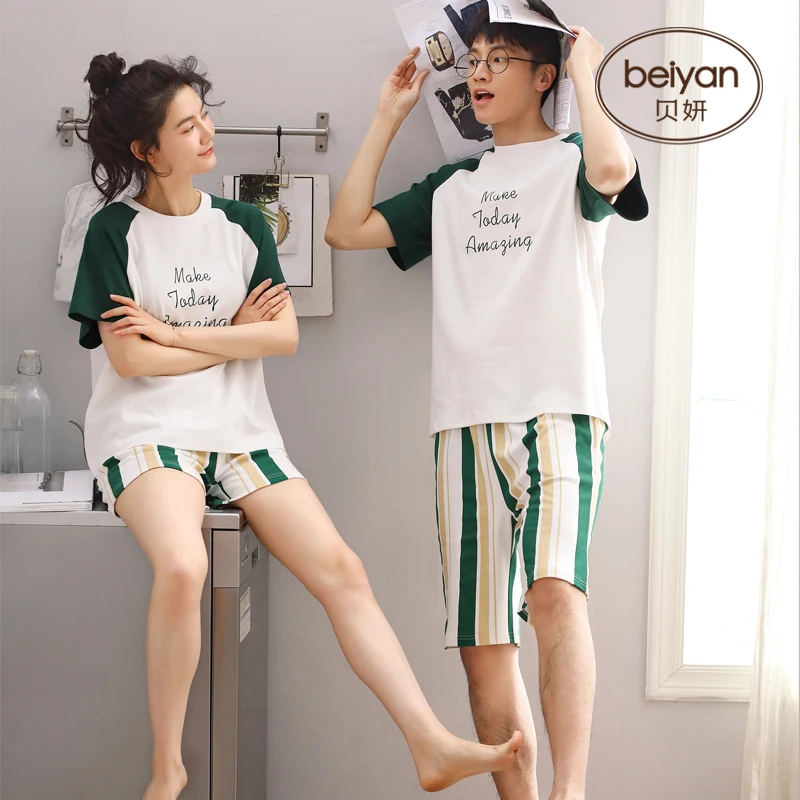 

Hot Sale Couple Pajamas Set Summer Men Or Women Sleeveless Pyjamas Lovers Sleepwear Nightwear Home Clothing