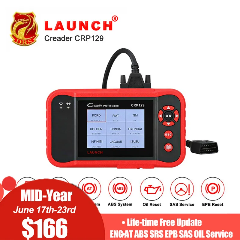 

Launch Professional Scanner Crp129 Launch Car Code Reader Update Online 4 Systems EPB SAS Oil Light resets Car Diagnostic Tool