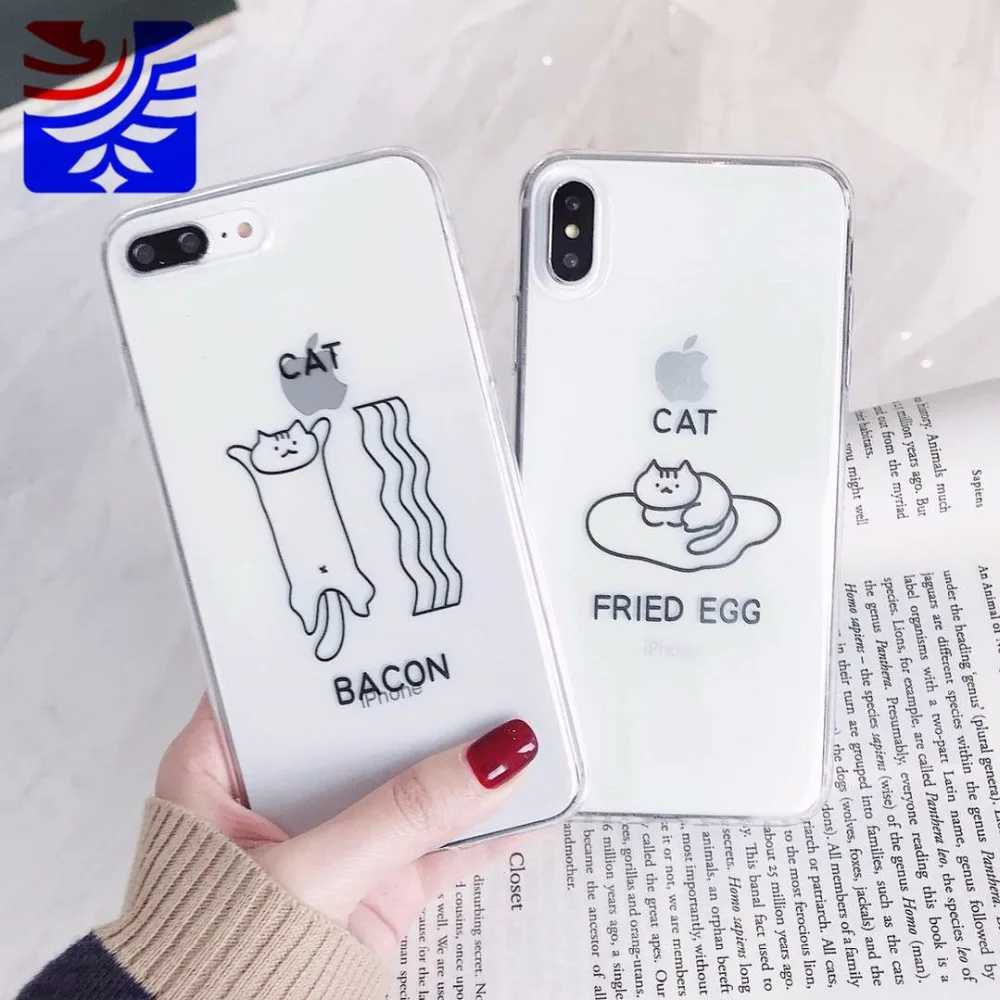 PEIPENG Simple transparent Cartoon cat phone case For iPhone 6 6s Plus X XS MAX XR 8 7 Plus lovely Protective Back Plastic Soft Cover Shockproof03