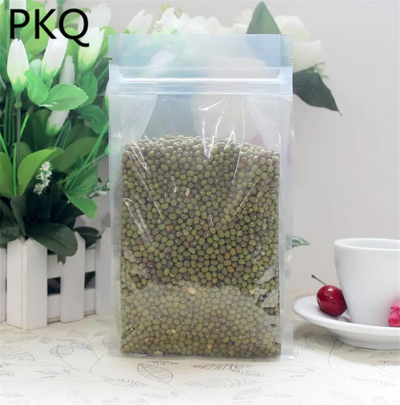10PCS 10*20*6cm Clear Bag Ziplock Stand Up Spice Powder Packaging Pouch