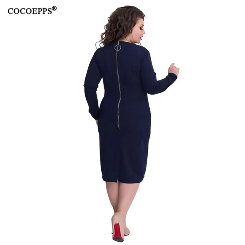 COCOEPPS 5XL 6XL 2019 осень большие размеры женское платье плюс зимнее офисное