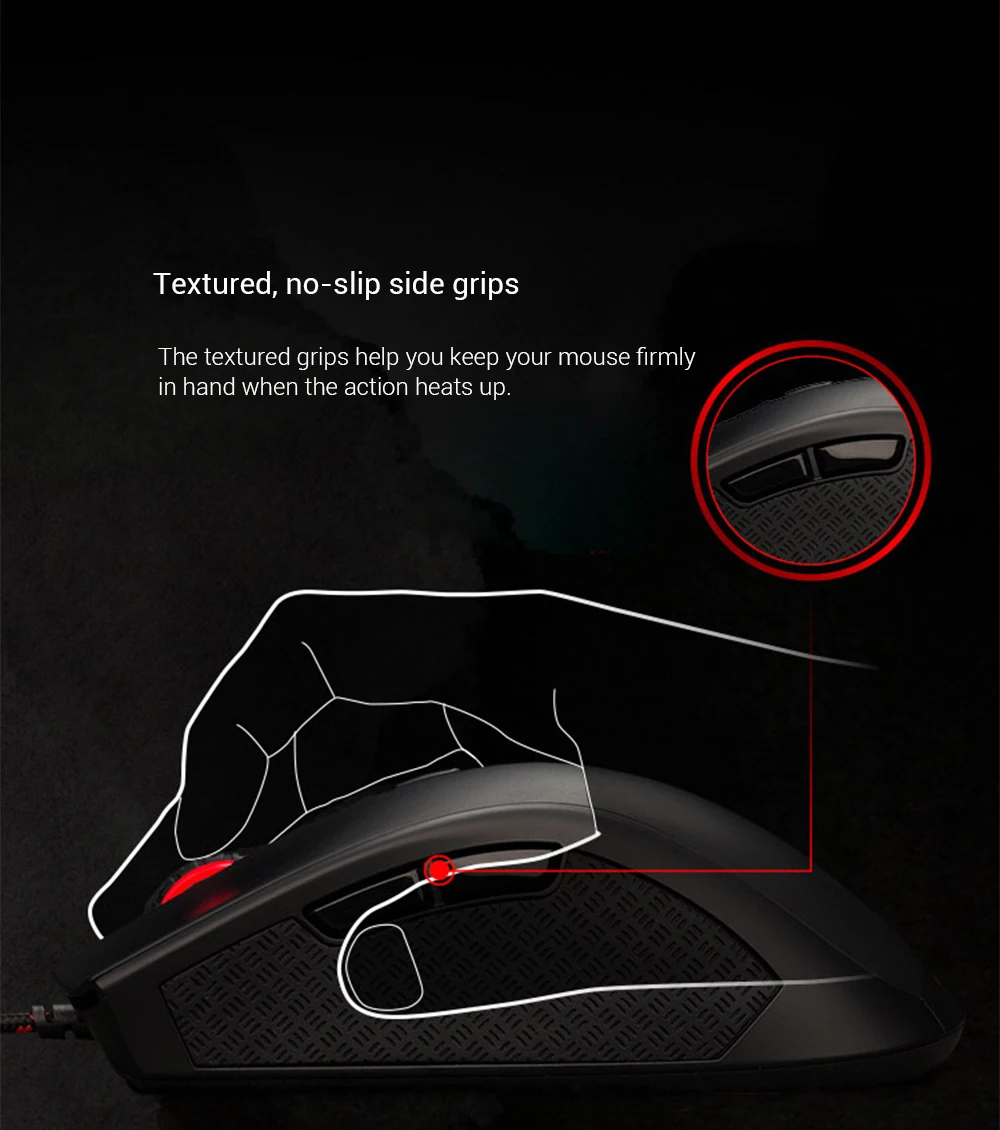 Kingston HyperX Pulsefire FPS Gaming Mouse 400 800 1600 3200 DPI Ergonomic Lightweight Mause with Braided Cable for PC Laptop (8)