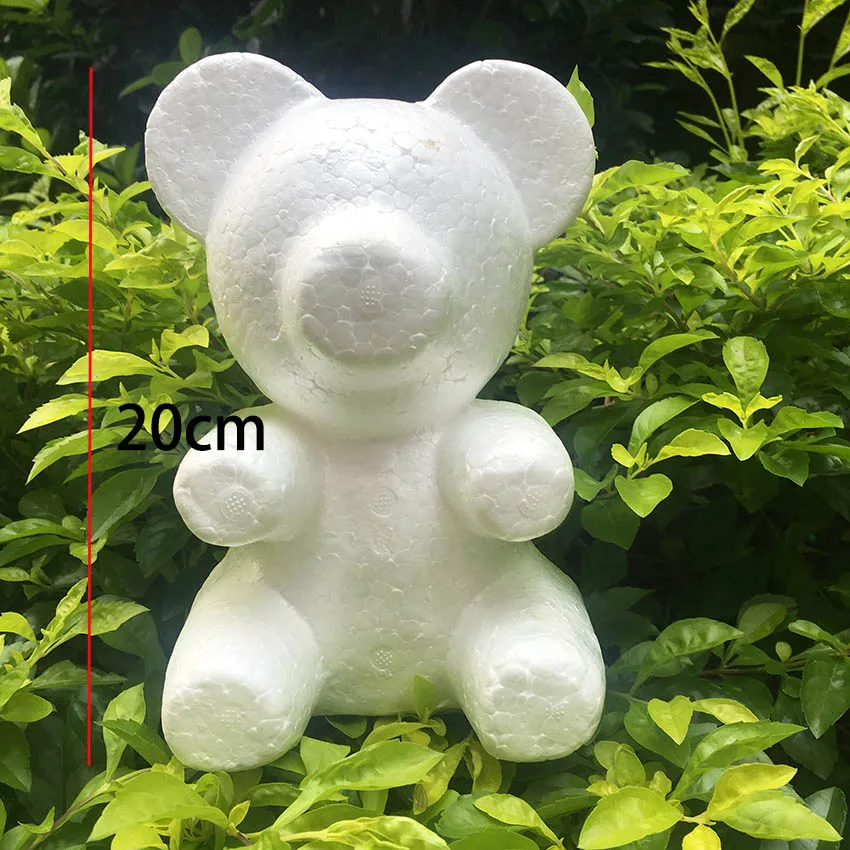 1PC 15cm/20cm/35cm Foam Rose Bear Mold DIY Artificial Rose Flower Bear Plastic Bear Roses Luck Dog Mold Model - Цвет: 20cm Bear