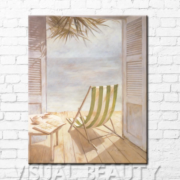 

FREE SHIPPING Comfortable Beach Scenery Oil Painting Print on Canvas Picture For Livong Room Bedroom Decor(Unframed) 80x100cm