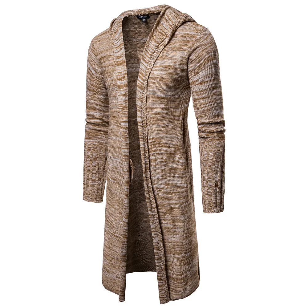 JAYCOSIN, Мужское пальто, осень, зима, Повседневный, с капюшоном, однотонный, вязаный, Тренч, куртка, кардиган, длинный рукав, верхняя одежда, блузка, M-2XL, z1031