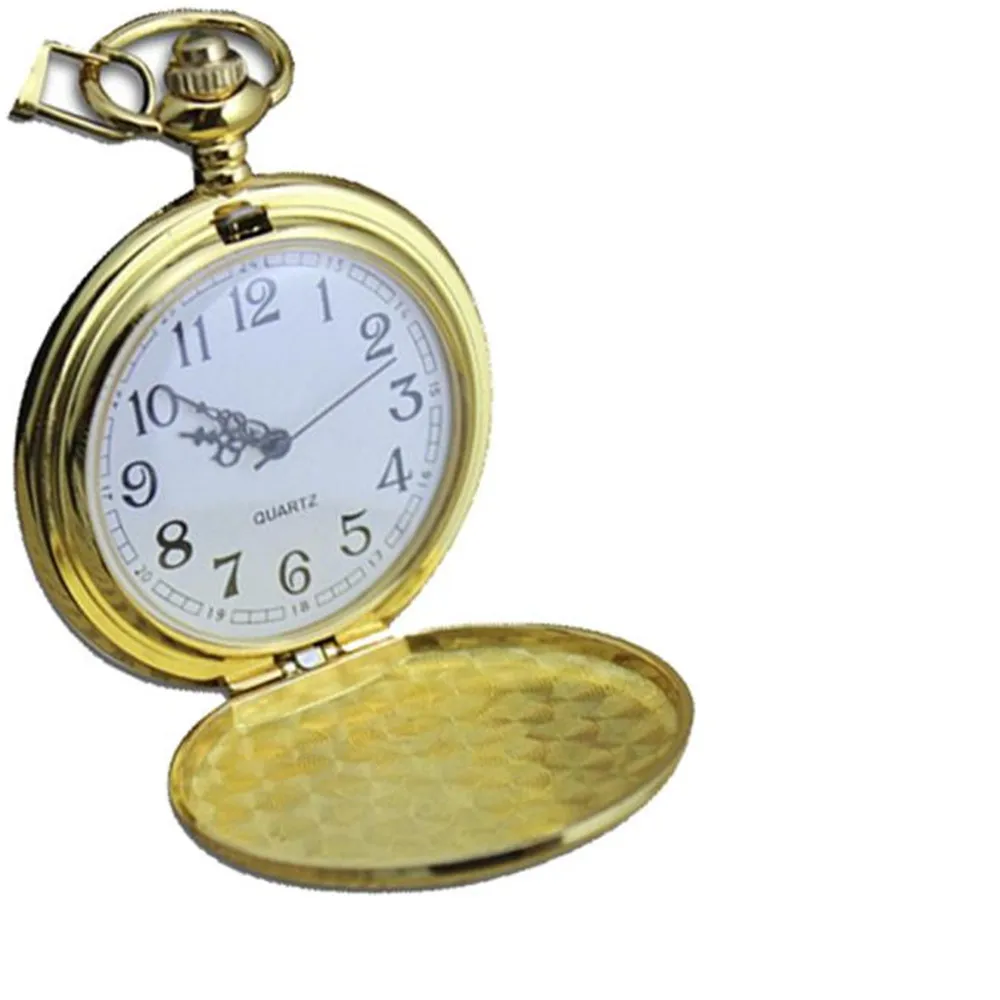 

Smooth Stainless Steel Case White Dial Arabic Numbers Modern Pocket Watch 2018 Gold dropshipping
