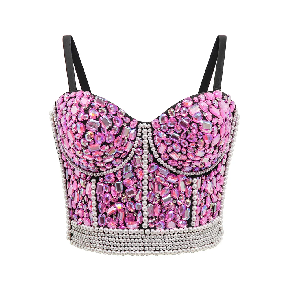 

careful machine New nightclub sexy inside and outside wear sling manual inlay full drill lady bottom vest Nuxia top